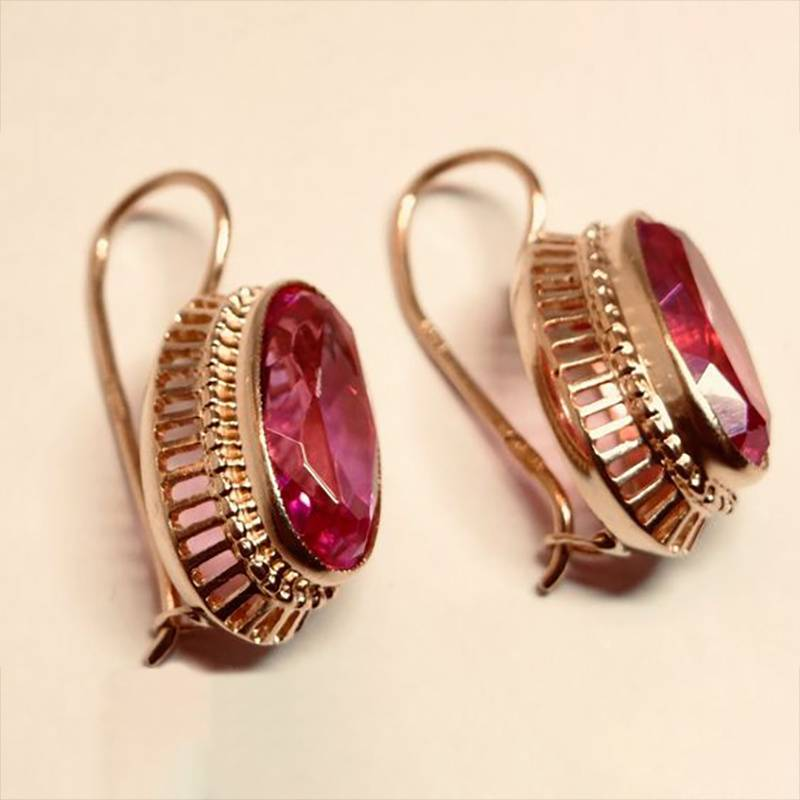 Vintage Kristal Rose Goude Oorbellen
