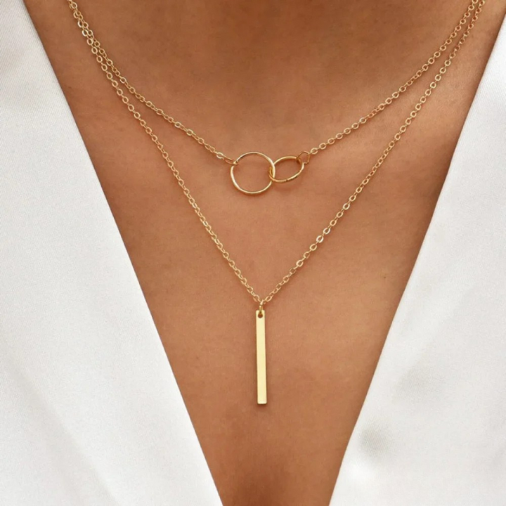 Vintage gouden dubbele cirkel hanger ketting