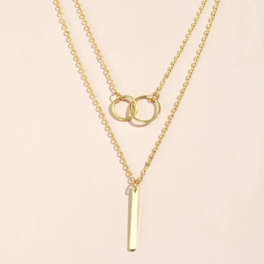 Vintage gouden dubbele cirkel hanger ketting