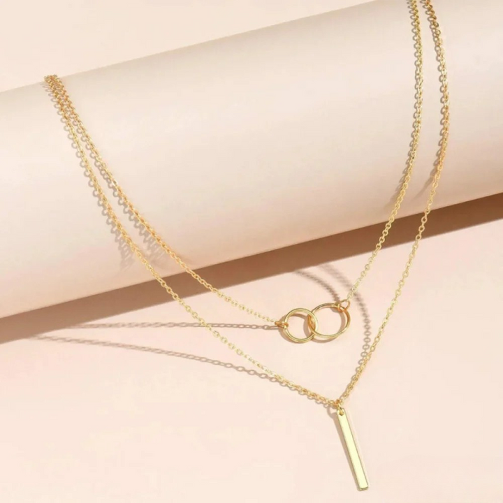 Vintage gouden dubbele cirkel hanger ketting