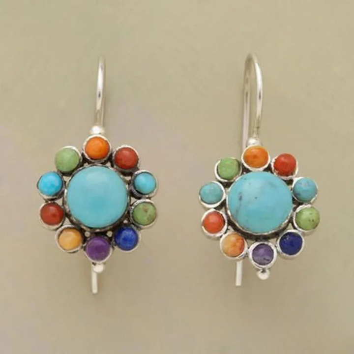 Veelkleurige Turquoise Ronde Oorbellen