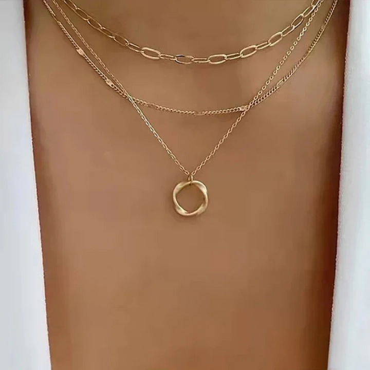 Vintage gouden gelaagde ketting en hanger ketting