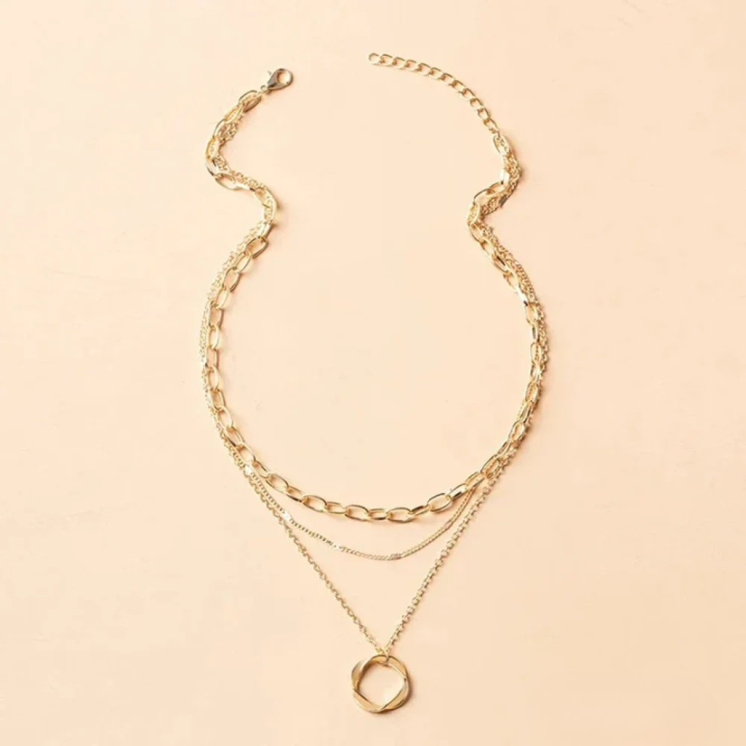 Vintage gouden gelaagde ketting en hanger ketting