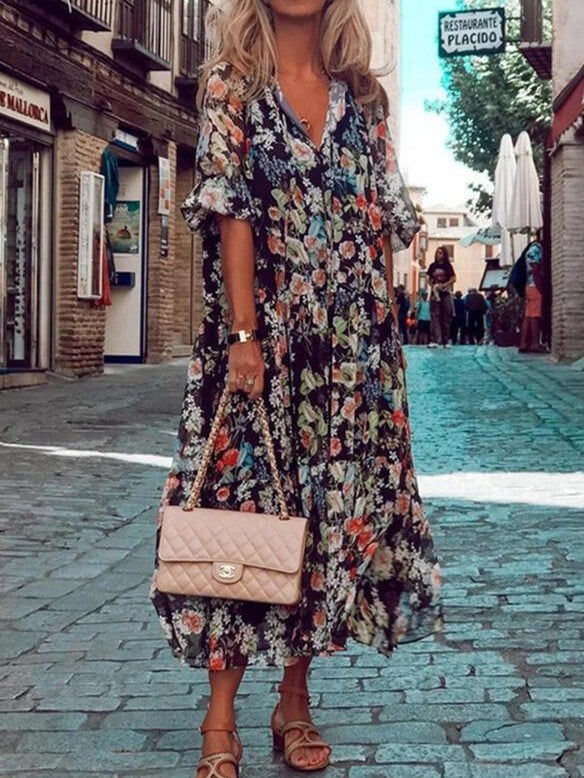 Calie™ | Bloemen Vintage Jurk