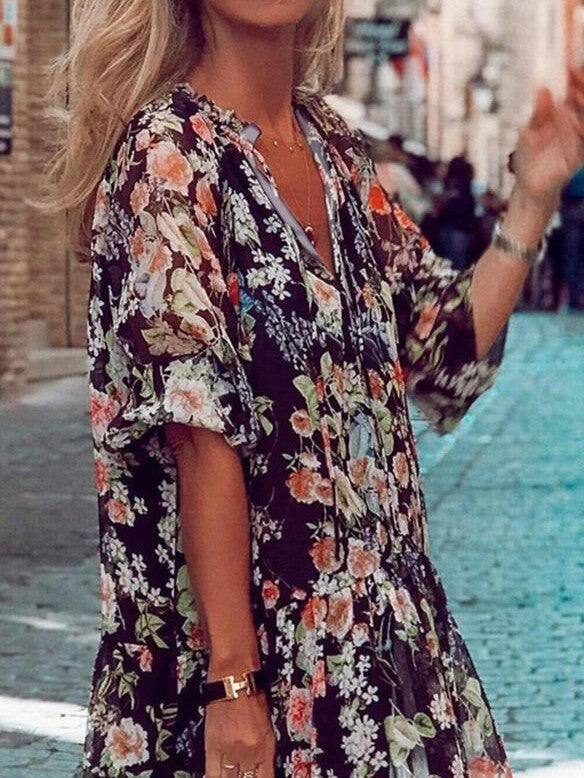 Calie™ | Bloemen Vintage Jurk