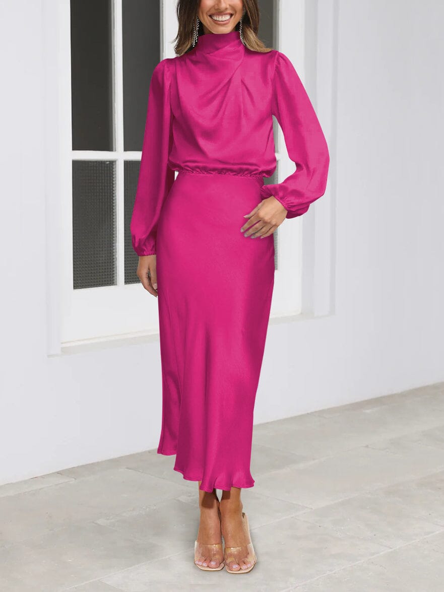 Evelyn™ | Elegante Zijden Jurk met Lange Mouwen