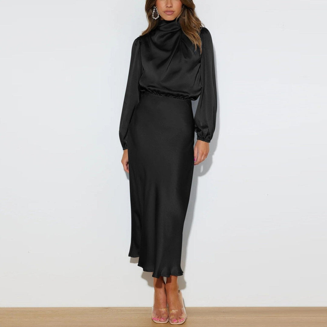 Evelyn™ | Elegante Zijden Jurk met Lange Mouwen