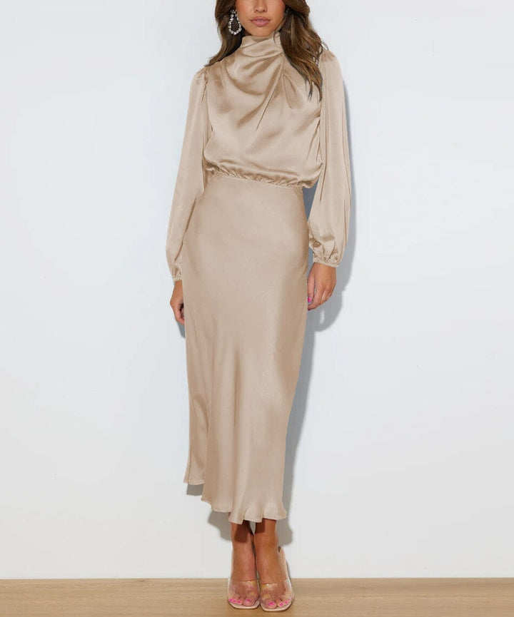 Evelyn™ | Elegante Zijden Jurk met Lange Mouwen