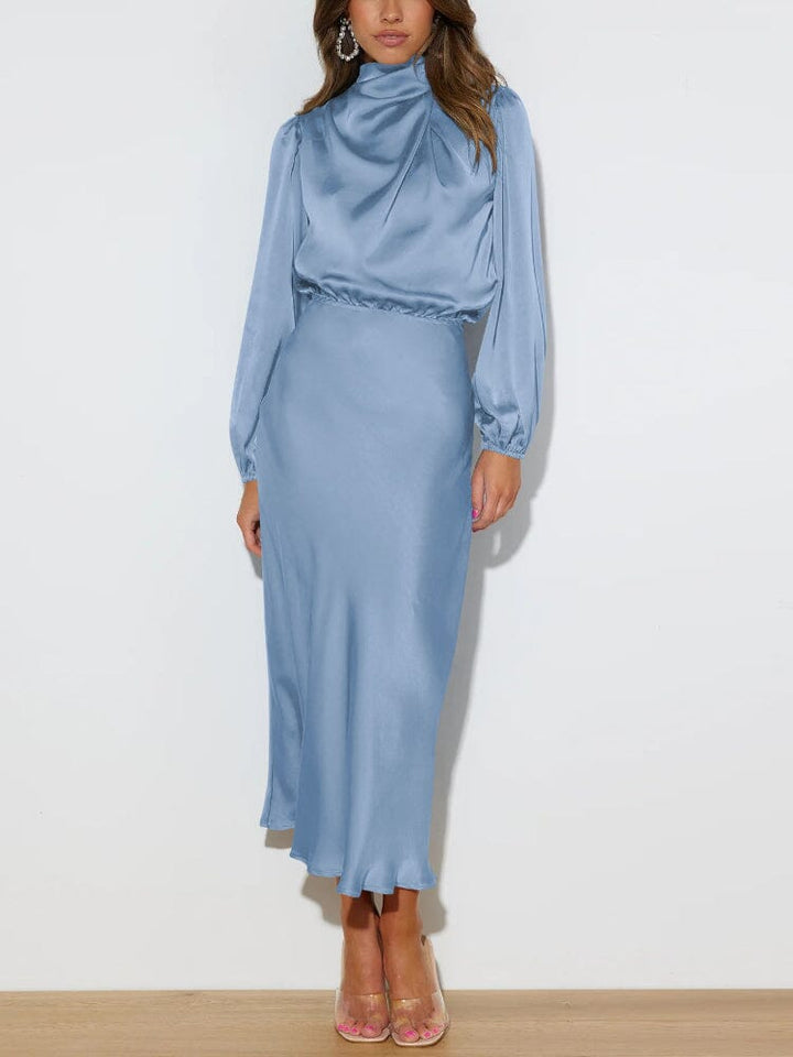 Evelyn™ | Elegante Zijden Jurk met Lange Mouwen