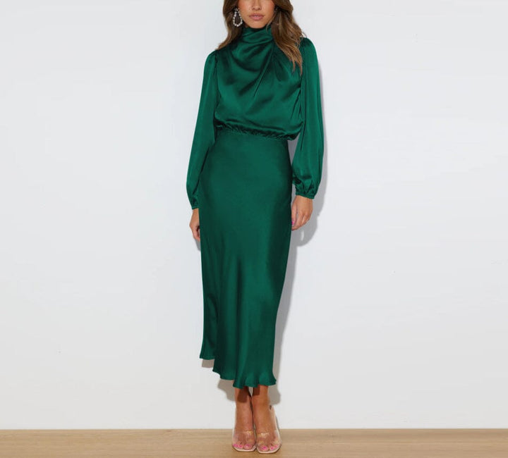 Evelyn™ | Elegante Zijden Jurk met Lange Mouwen