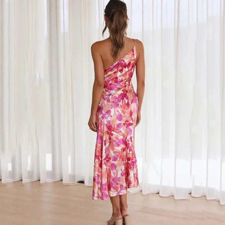 Flora™ | Asymmetrische Bloemen Midi Jurk