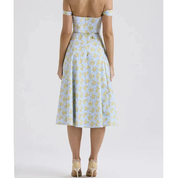 Freya™ | Bloemige Corset Midi Jurk