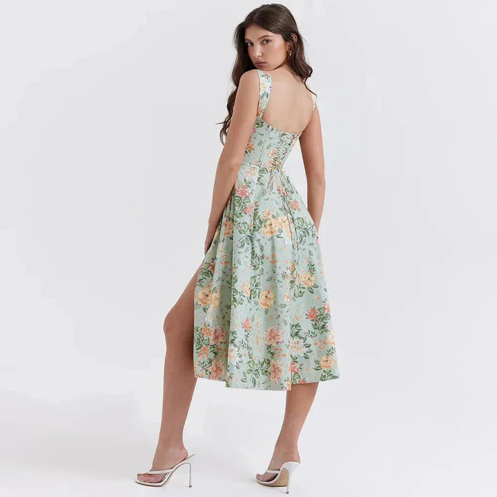 Freya™ | Bloemige Corset Midi Jurk