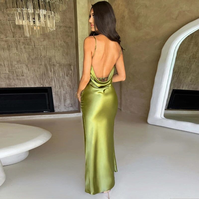 Lily™ | Satijnen Maxi Jurk met Spaghetti Bandjes