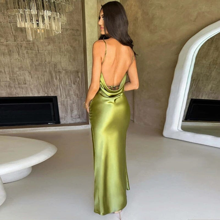 Lily™ | Satijnen Maxi Jurk met Spaghetti Bandjes
