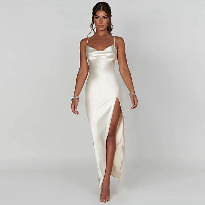 Lily™ | Satijnen Maxi Jurk met Spaghetti Bandjes