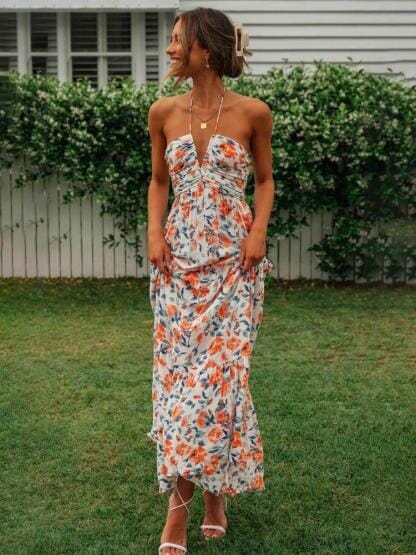 Louise™ | Bloemige Haltermaxi Zomerjurk