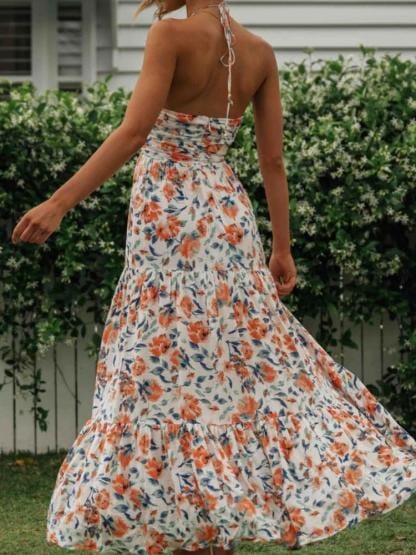 Louise™ | Bloemige Haltermaxi Zomerjurk