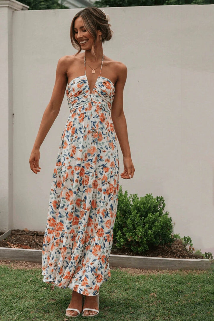 Louise™ | Bloemige Haltermaxi Zomerjurk