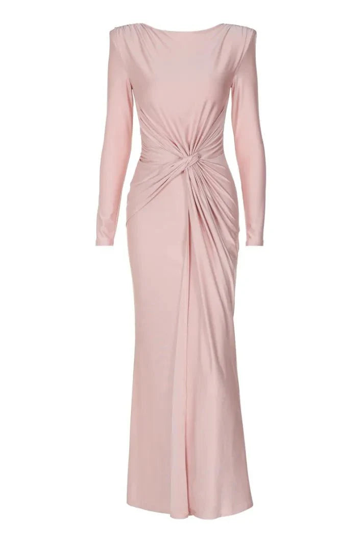 Michaela™ | Stijlvolle Lange Mouwen Twist Front Maxi Jurk