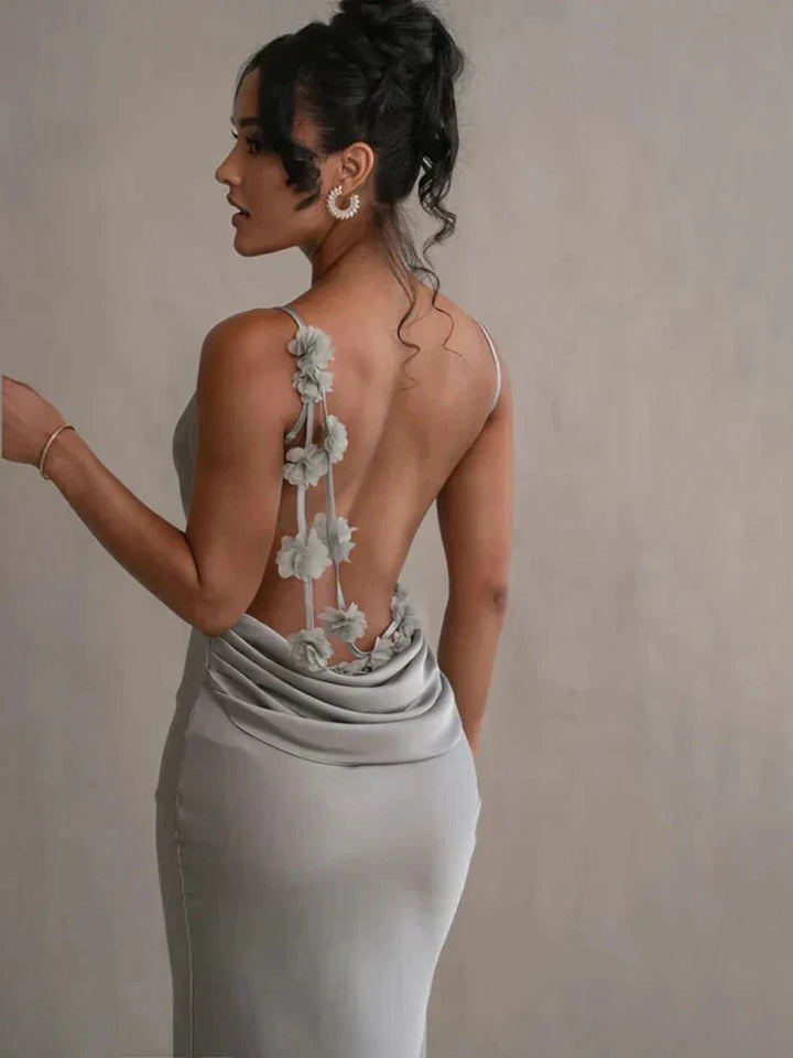 Nina™ | Luxe Zijde Feestjurk met Ruches
