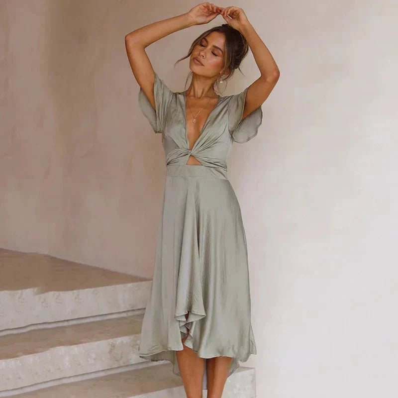 Rosella™ | Elegante Flutter-Mouw Midi Jurk