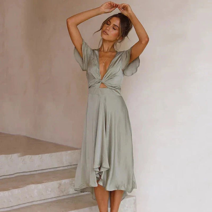 Rosella™ | Elegante Flutter-Mouw Midi Jurk
