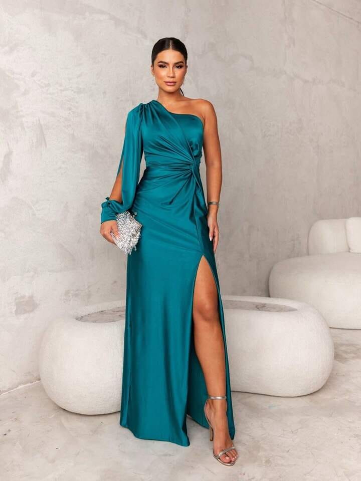 Victoria™ | Elegante Zijden Jurk met Split